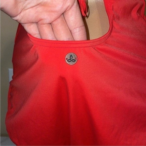 PRana women’s bathing suit xl 16 swim one piece pink orange halter cutout tassel - Picture 4 of 11